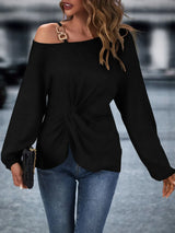 Buy SHEIN EMERY ROSE Asymmetrical Neck Chain Detail Twist Front Batwing Sleeve Tee in Pakistan