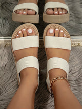 Buy SHEIN Women Minimalist Double Strap Slingback Wedge Sandals in Pakistan