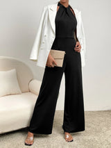 Buy Shein Zipper Back Halter Neck Wide Leg Jumpsuit in Pakistan