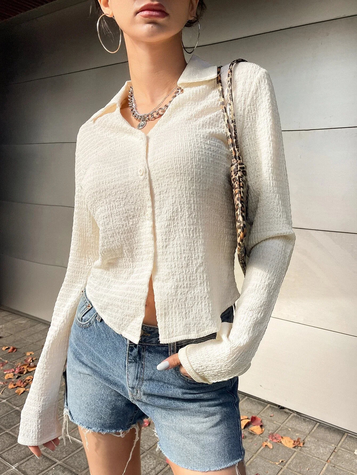 Buy SHEIN Solid Button Front Shirt in Pakistan