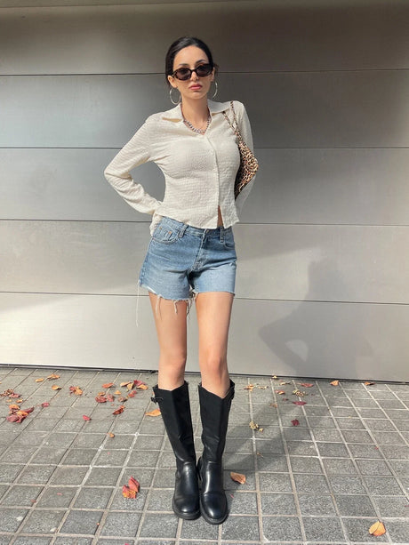 Buy SHEIN Solid Button Front Shirt in Pakistan
