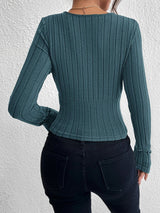 Buy SHEIN EZwear Surplice Neck Ribbed Knit Crop Tee in Pakistan