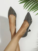 Buy SHEIN Rhinestone Decor Point Toe Heeled Sequin Court Pumps in Pakistan