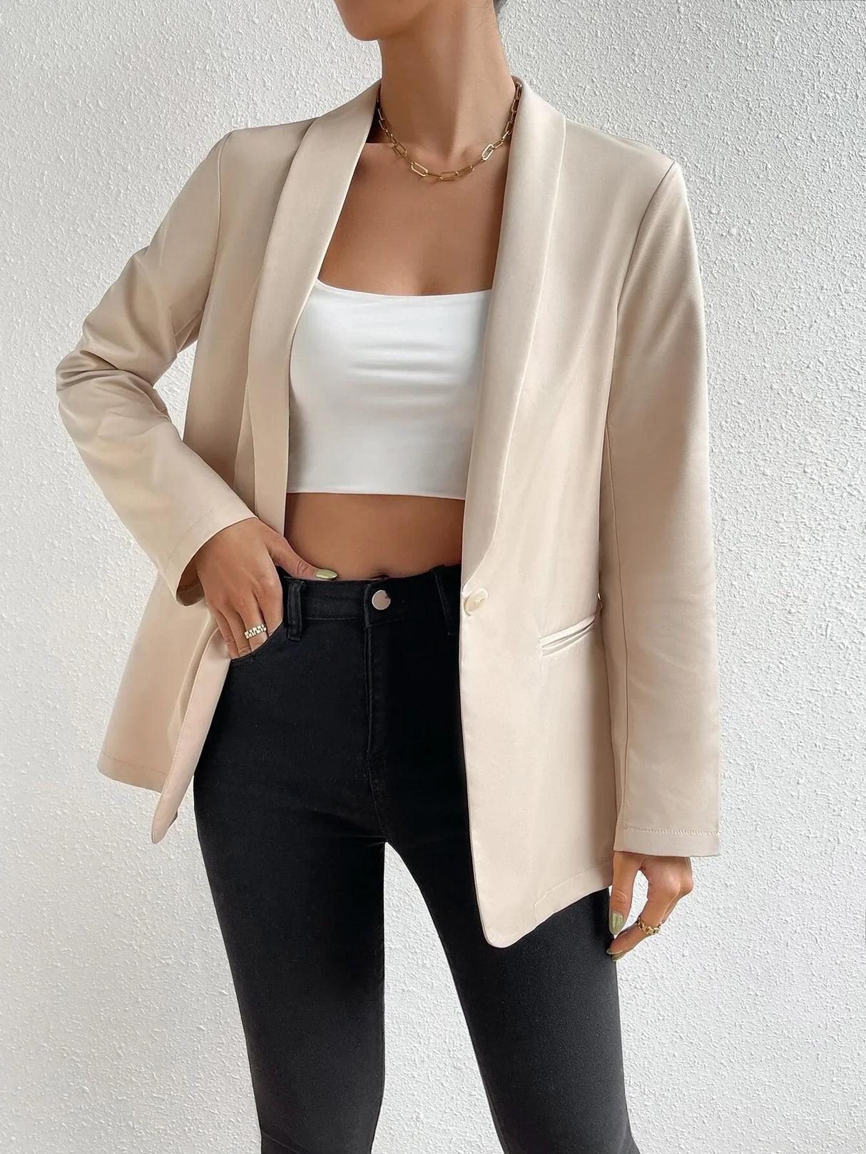 Buy Shein Unity Shawl Collar Single Button Blazer in Pakistan