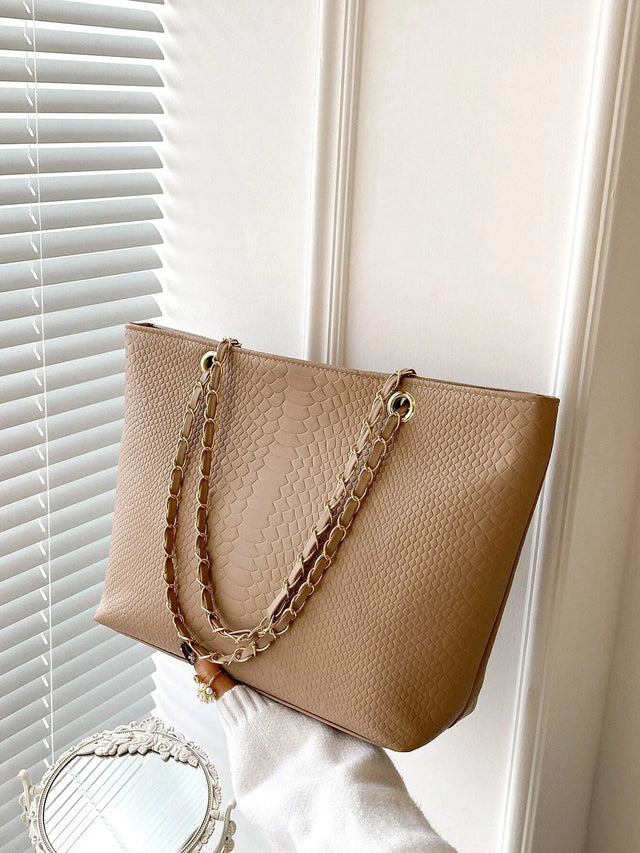Buy SHEIN Geometric Embossed Grommet Eyelet Shoulder Tote Bag in Pakistan