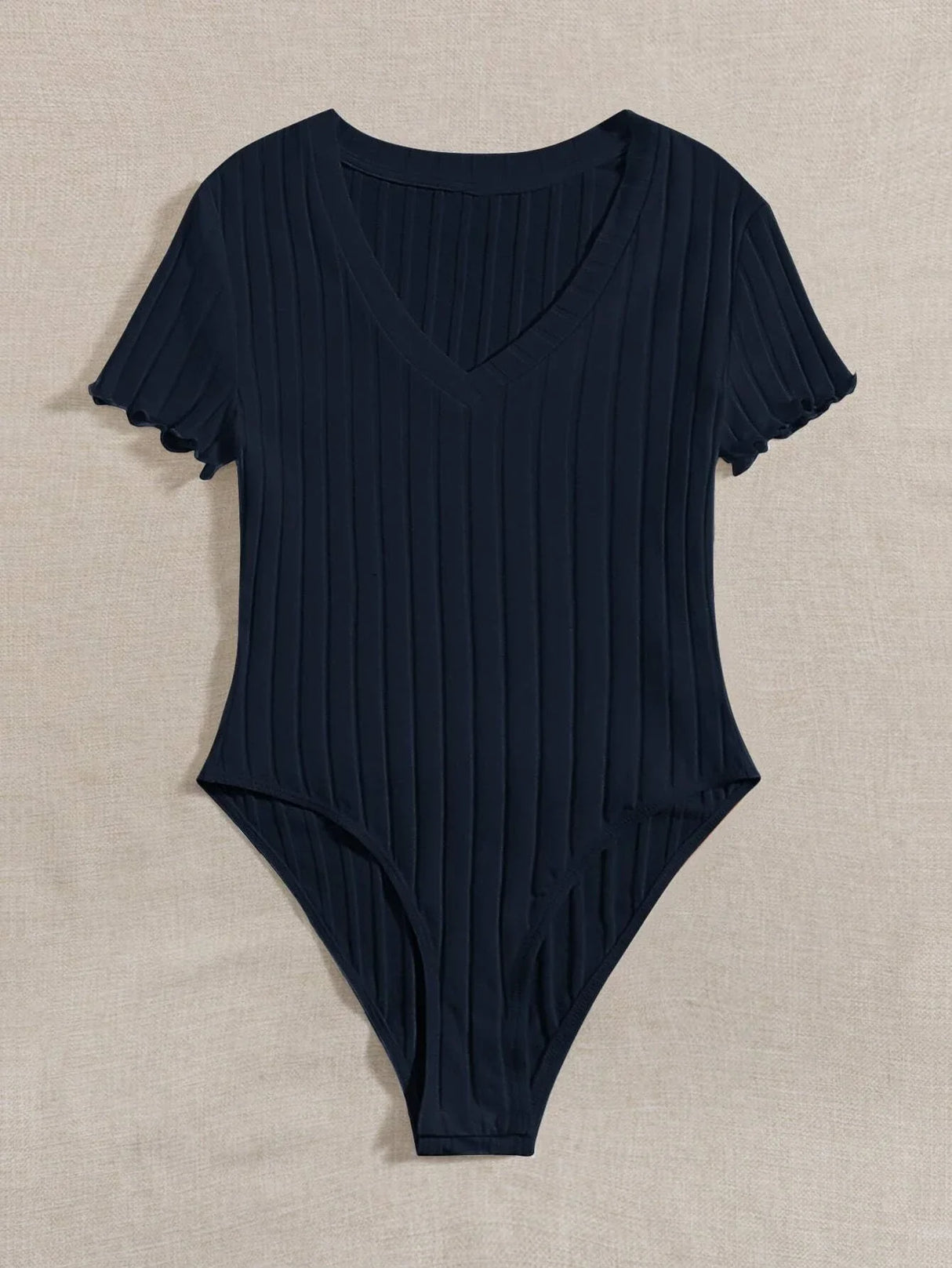 Buy SHEIN Qutie Lettuce Trim Rib Knit Bodysuit in Pakistan