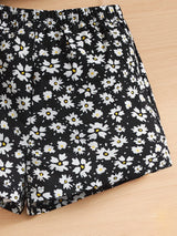 Buy SHEIN Baby Lettuce Trim Tee & Allover Floral Print Shorts in Pakistan