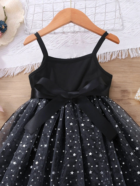 Buy SHEIN Toddler Girls Star Mesh Hem Belted Cami Dress in Pakistan