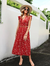 Buy Shein Emery Rose Floral Print Wrap Tie Back Top & Skirt in Pakistan