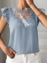 Buy SHEIN EMERY ROSE Contrast Guipure Lace Ruffle Sleeve Blouse in Pakistan