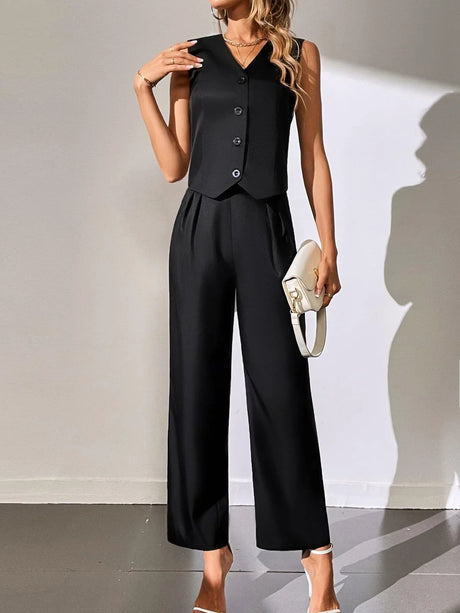 Buy SHEIN Solid Button Front Blazer Vest & Suit Pants in Pakistan
