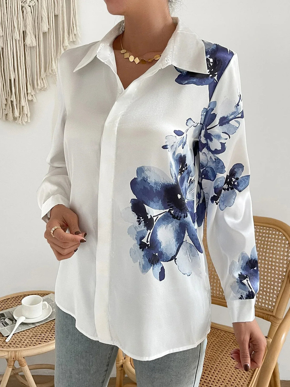 Buy SHEIN Floral Print Button Front Shirt in Pakistan