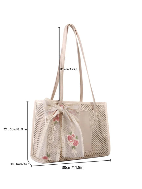 Buy Shein Twilly Scarf Decor Straw Bag in Pakistan