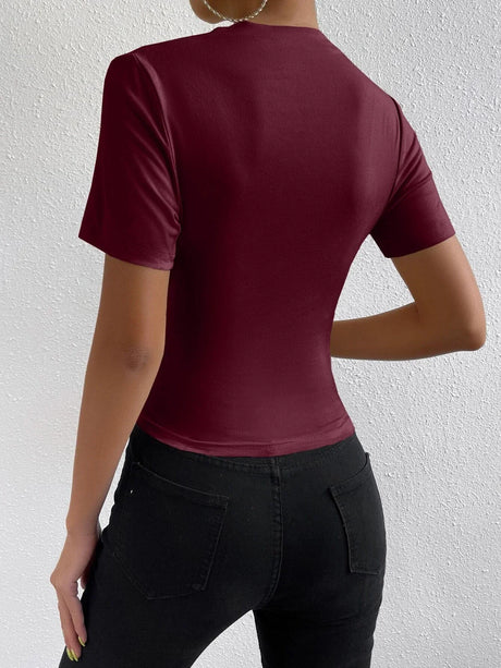 Buy SHEIN Unity Ruched Mock Neck Tee in Pakistan