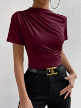 Buy SHEIN Unity Ruched Mock Neck Tee in Pakistan