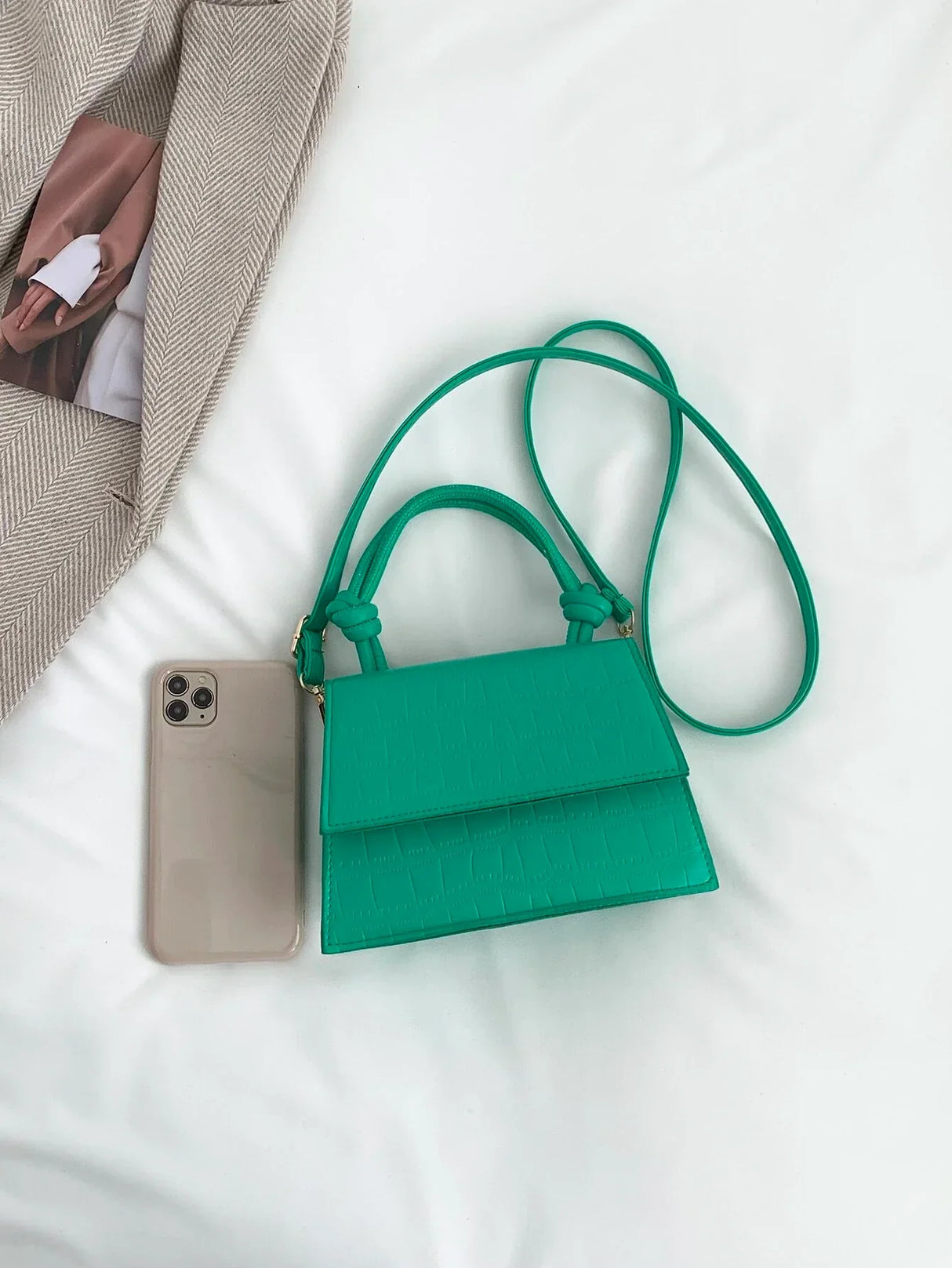 Buy SHEIN Mini Crocodile Embossed Flap Square Bag in Pakistan