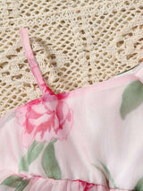 Buy SHEIN Baby Floral Print Bow Front Mesh Overlay Dress in Pakistan