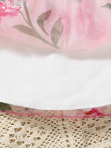 Buy SHEIN Baby Floral Print Bow Front Mesh Overlay Dress in Pakistan