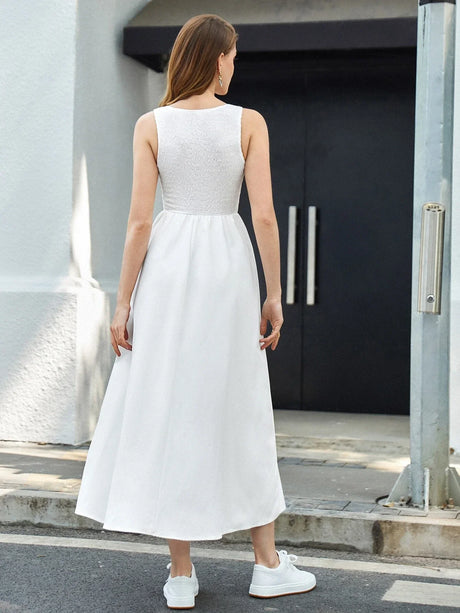 Buy SHEIN BIZwear Solid Sleeveless A-line Dress in Pakistan