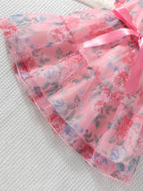 Buy SHEIN Toddler Girls Floral Print Puff Sleeve Ruffle Hem Belted Organza Dress in Pakistan