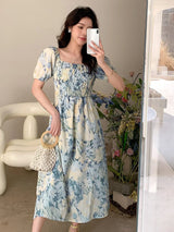 Buy SHEIN DAZY Allover Floral Print Square Neck Puff Sleeve Dress in Pakistan
