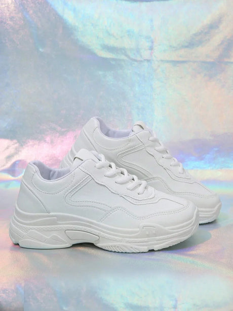 Buy SHEIN Sporty Running Shoes For Women, Stitch Detail Lace-up Front Sneakers in Pakistan