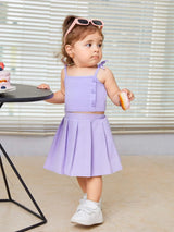 Buy SHEIN Baby Bow Shoulder Cami Top & Pleated Skirt in Pakistan