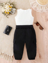 Buy SHEIN Baby Letter Graphic Tank Top & Flap Detail Pants in Pakistan