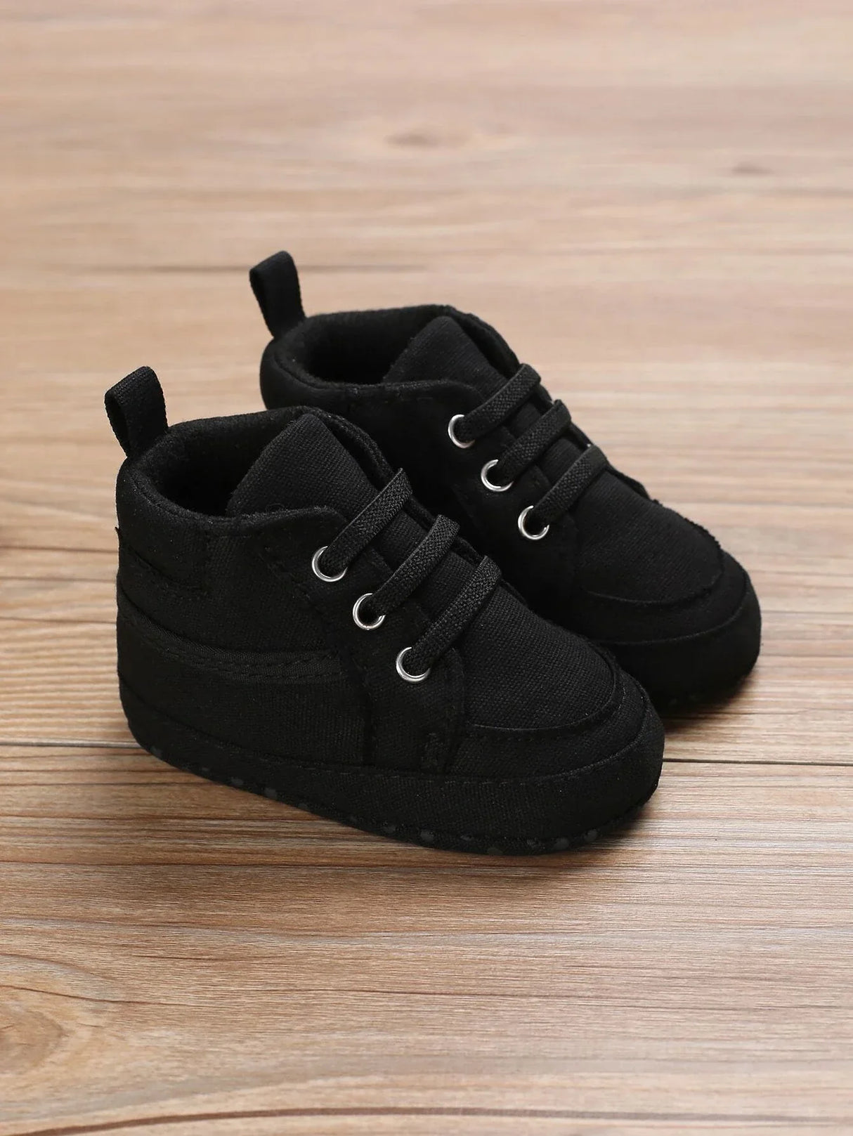 Buy SHEIN Baby Lace Up Front Sneakers, Sporty Black Fabric Skate Shoes in Pakistan