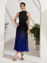 Buy SHEIN Modely Ombre Pleated Hem Mock Neck Dress in Pakistan