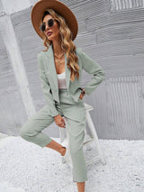 Buy SHEIN Frenchy Solid Single Button Crop Blazer And Slant Pocket Tailored Pants in Pakistan