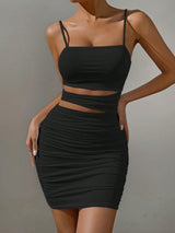Buy SHEIN Privé Cut Out Ruched Side Cami Bodycon Dress in Pakistan