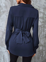 Buy SHEIN Clasi Solid Wrap Cross Tie Back Blouse in Pakistan