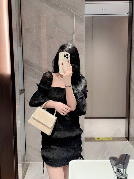 Buy SHEIN Mini Square Bag Glitter Glamorous Chain Strap in Pakistan