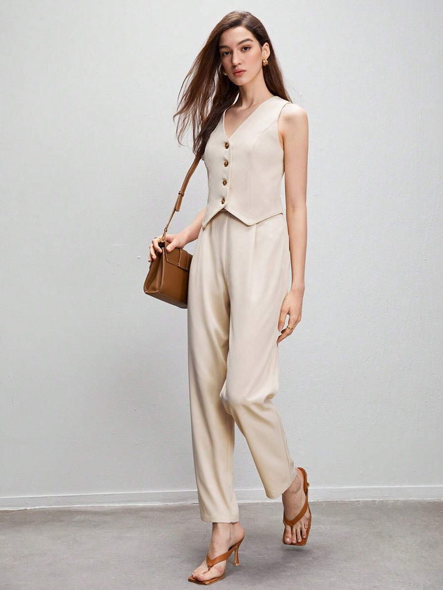 Buy SHEIN BIZwear Button Front Vest Blazer & Pants in Pakistan
