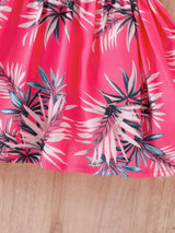 Buy SHEIN Baby Tropical Print Cold Shoulder Ruffle Trim Dress With Hat in Pakistan