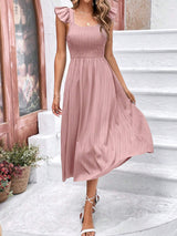 Buy SHEIN Frenchy Solid Ruffle Trim A-line Dress in Pakistan