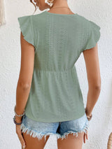 Buy SHEIN Frenchy Guipure Lace Panel Butterfly Sleeve Peplum Schiffy Tee in Pakistan