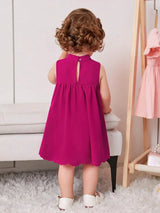 Buy SHEIN Baby Bow Front Laser Cut Out Scallop Trim Dress in Pakistan