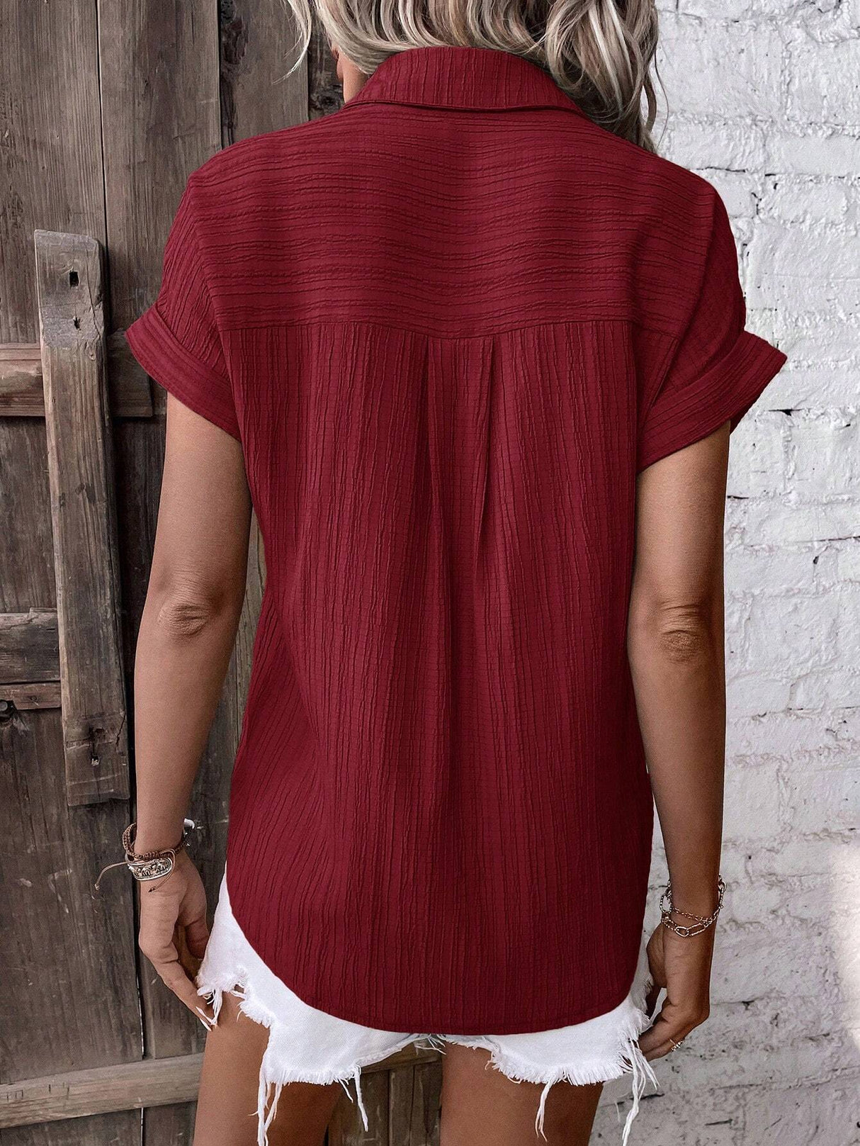 Buy SHEIN LUNE Batwing Sleeve Button Front Shirt in Pakistan