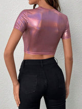 Buy SHEIN ICON Solid Crop Tee in Pakistan