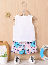 Buy SHEIN Baby Boy Coconut Tree Print Tank Top & Shorts in Pakistan