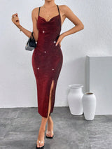 Buy SHEIN BAE Draped Collar Split Thigh Cami Dress in Pakistan