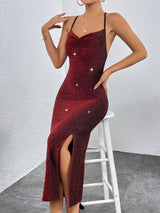 Buy SHEIN BAE Draped Collar Split Thigh Cami Dress in Pakistan