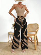 Buy SHEIN Privé Solid Cami Top & Geo Print Knot Front Wide Leg Pants in Pakistan