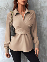 Buy SHEIN Clasi Solid Wrap Cross Tie Back Blouse in Pakistan