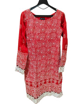 Red Chikankari Kurta | Women Locally Made Kurta | Small | Worn Once