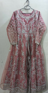 Fancy Embroidered Pink Maxi | Women Frocks & Maxis | Medium | Worn Once