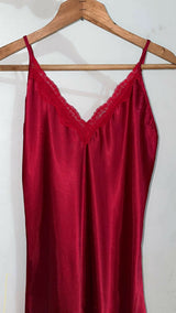 Cherry Red Silk Long Maxi | Women Frocks & Maxis | Small | Preloved