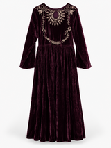 Velvet Long Frock | Women Frocks & Maxis | Maroon | Medium | Worn Once